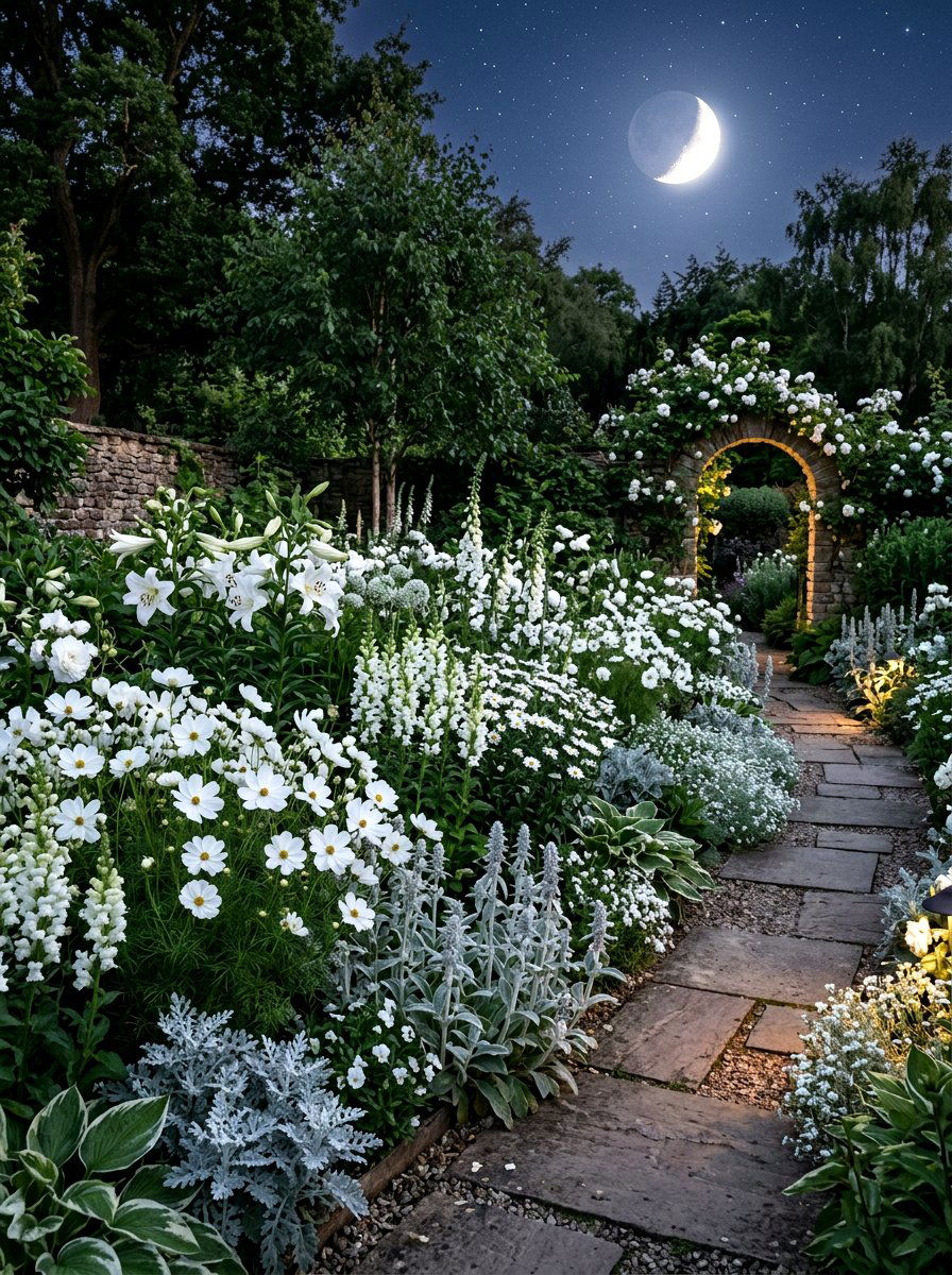 Monochromatic Flower Bed - 30 backyard cutting garden ideas