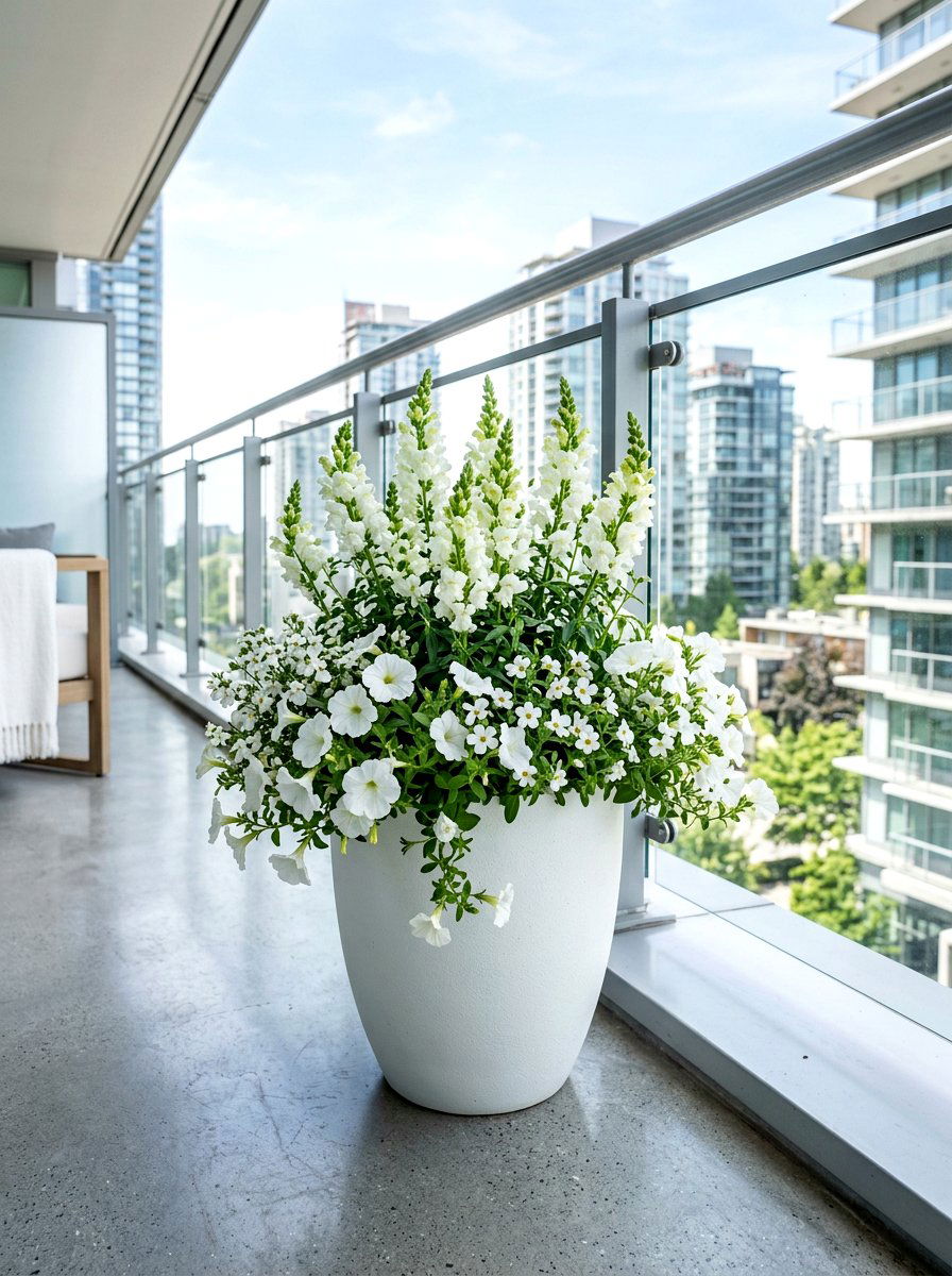 Monochromatic Flower Pot - 30 small space container garden ideas
