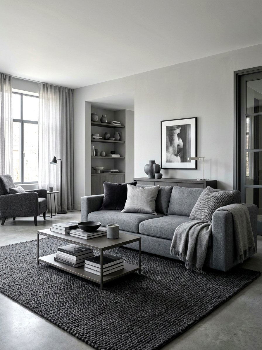Monochromatic Gray Living Room - 30 steel gray living room ideas