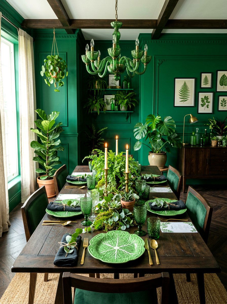 Monochromatic Green Dining - 30 lettuce plate dining ideas