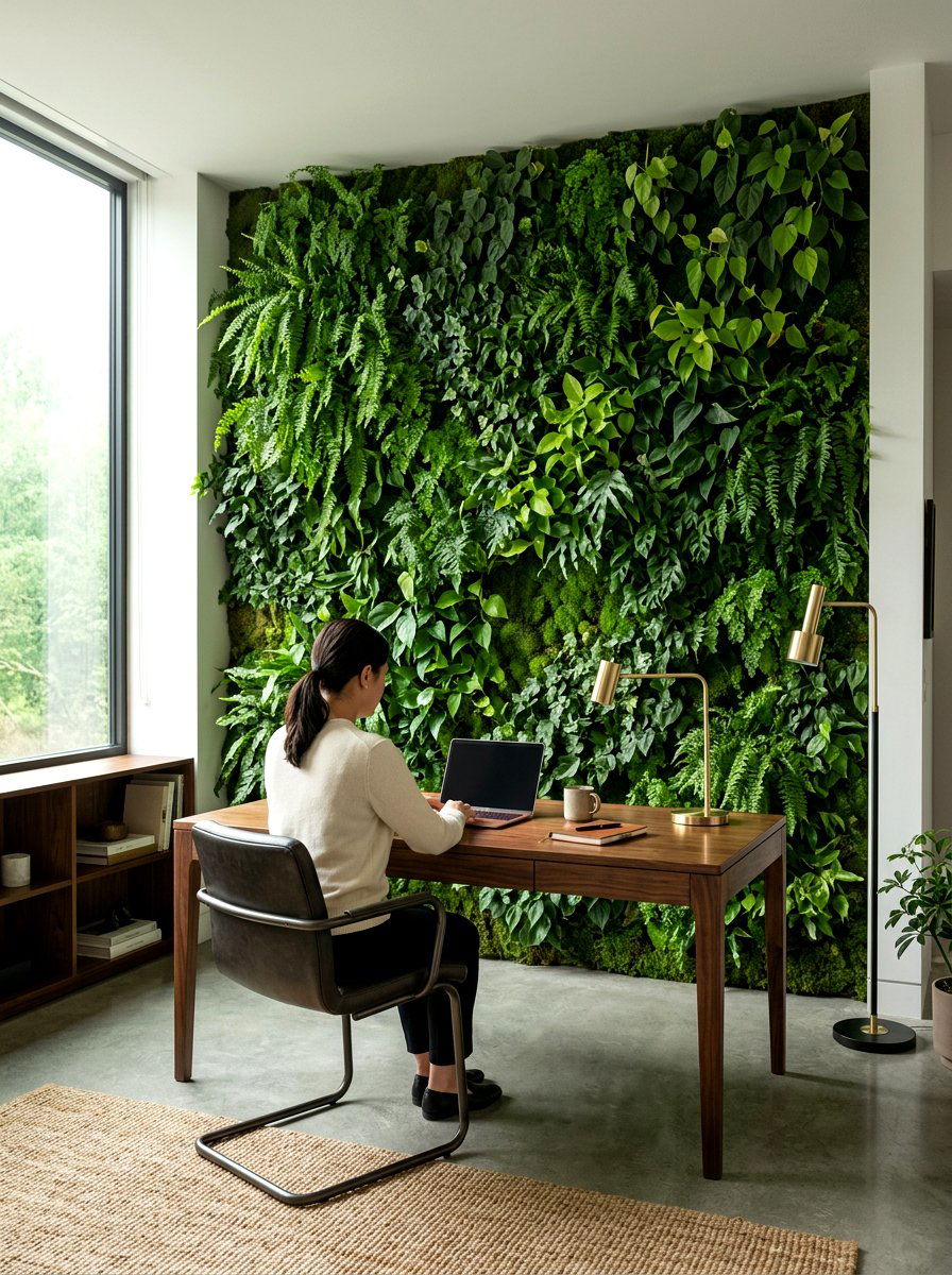 Monochromatic Green Wall - 30 living wall ideas