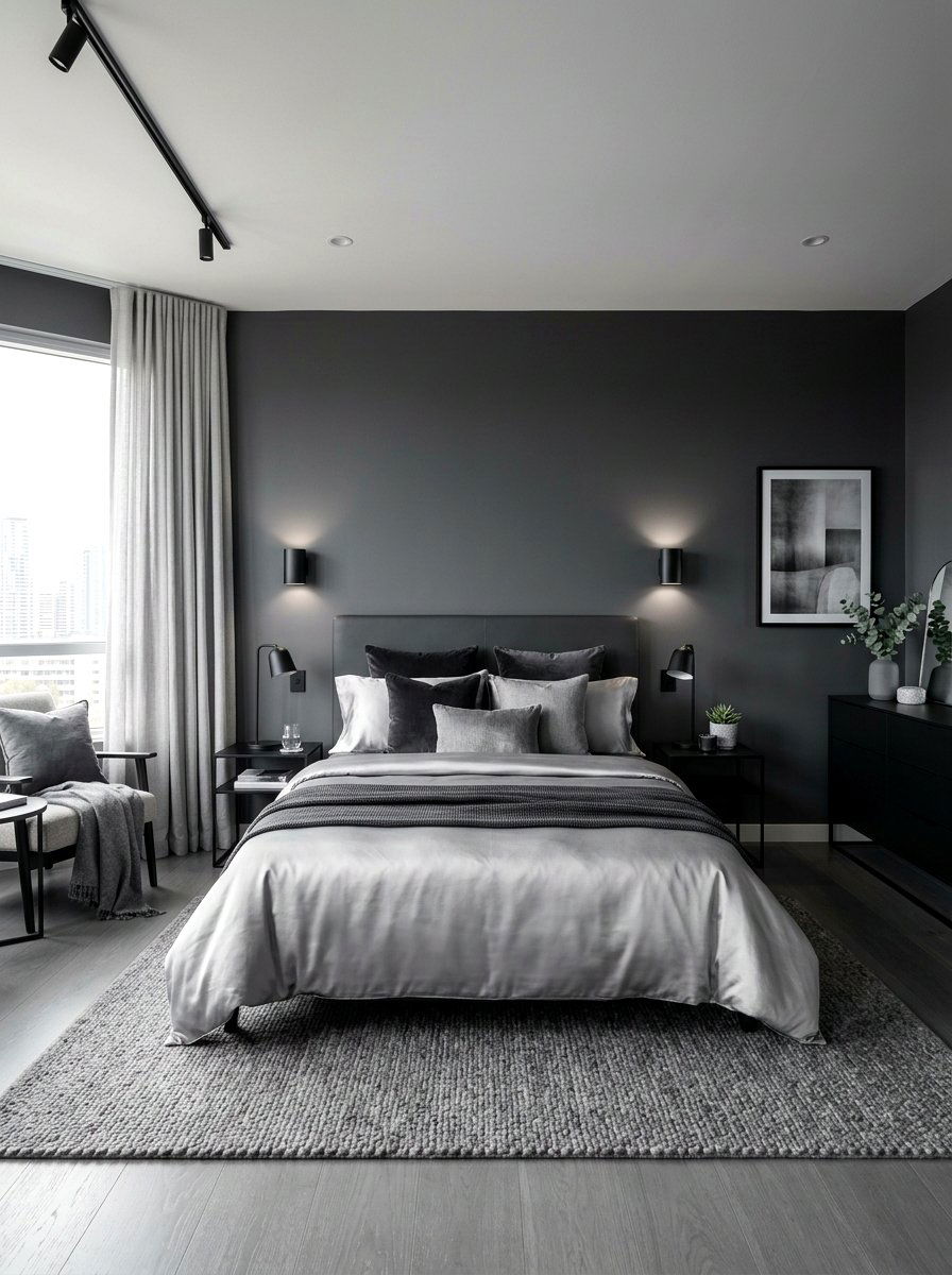 Monochromatic Grey Bedroom - 30 sophisticated bedroom decor ideas
