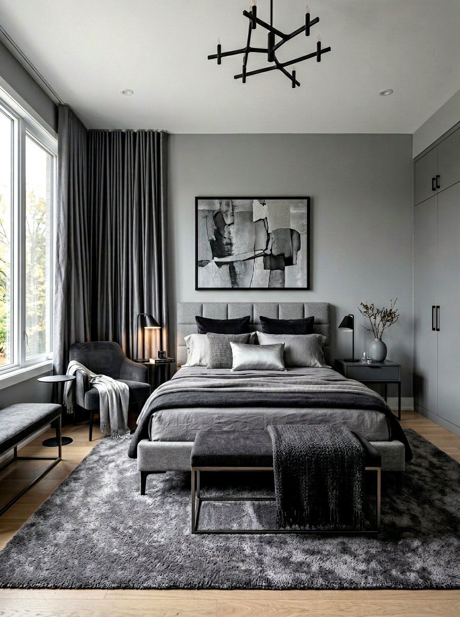 Monochromatic Grey Bedroom - 30 modern bedroom ideas