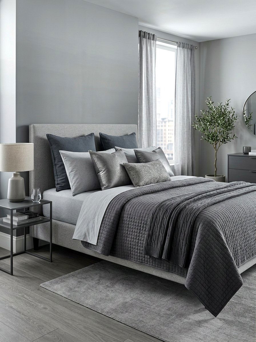 Monochromatic Grey Bedscape - 30 designer bedscape ideas