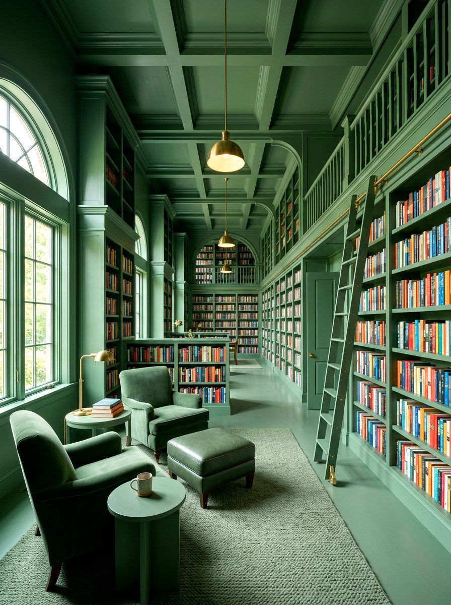 Monochromatic Library Paneling Color - 30 paneled library ideas