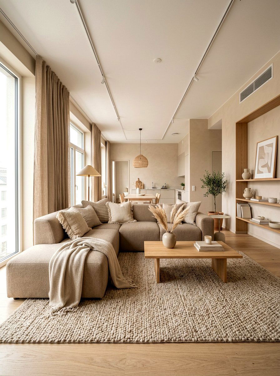 Monochromatic Living Area - 30 editorial studio apartment ideas