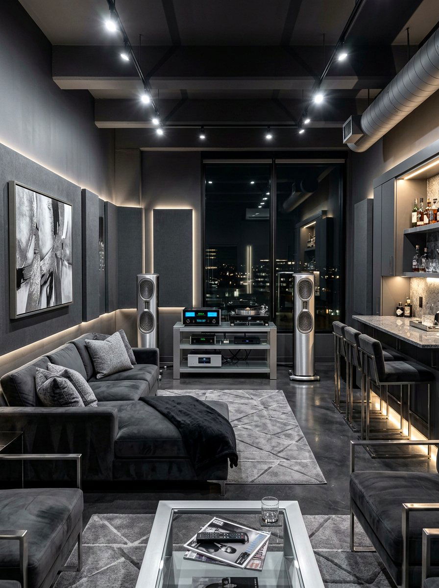 Monochromatic Music Lounge - 30 listening lounge ideas