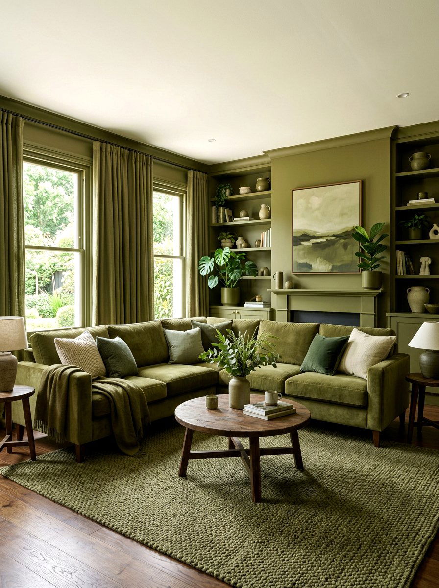 30 Deep Olive Lounge Ideas For Calming Style And Cozy Vibes