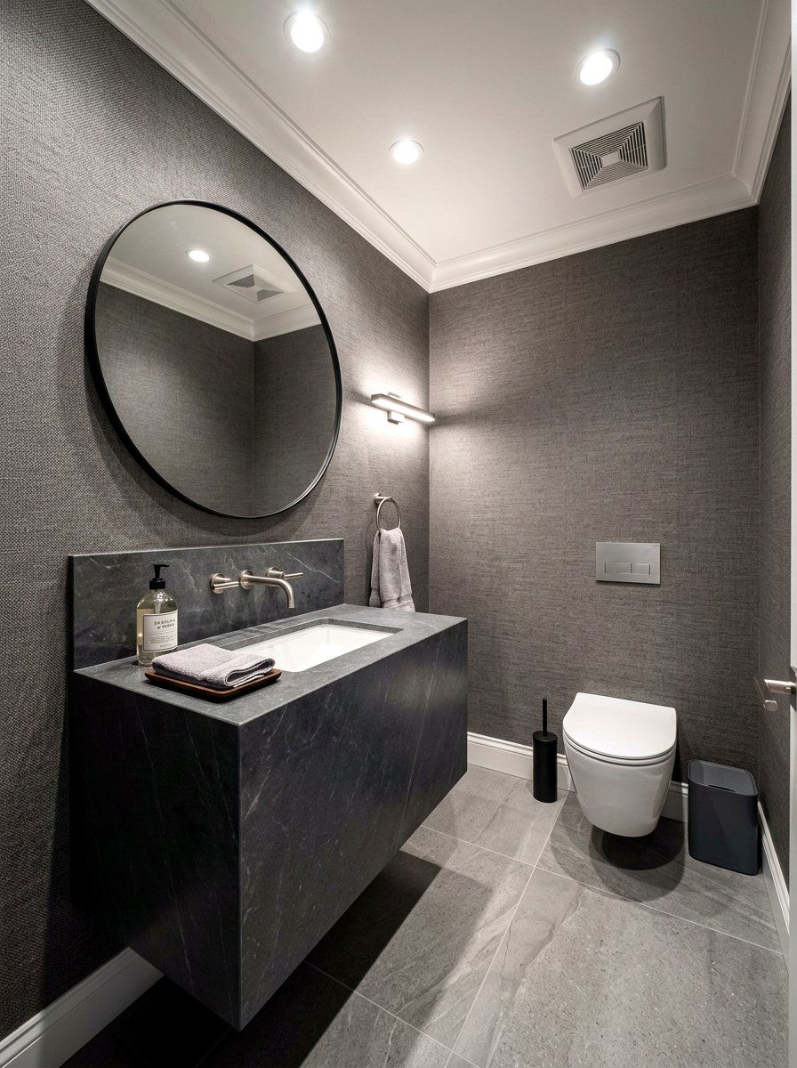 Monochromatic Powder Room - 30 powder room ideas