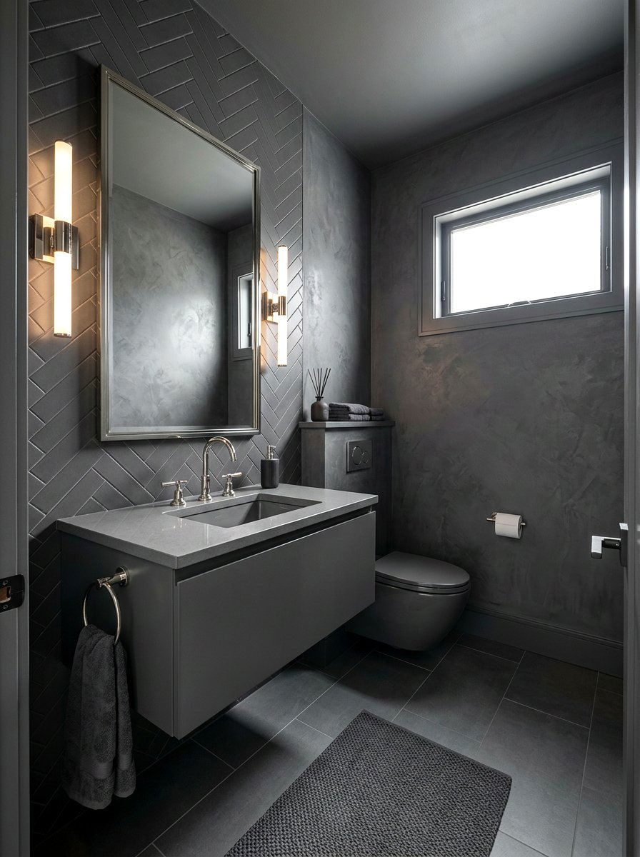 Monochromatic Powder Room - 30 opulent powder room ideas