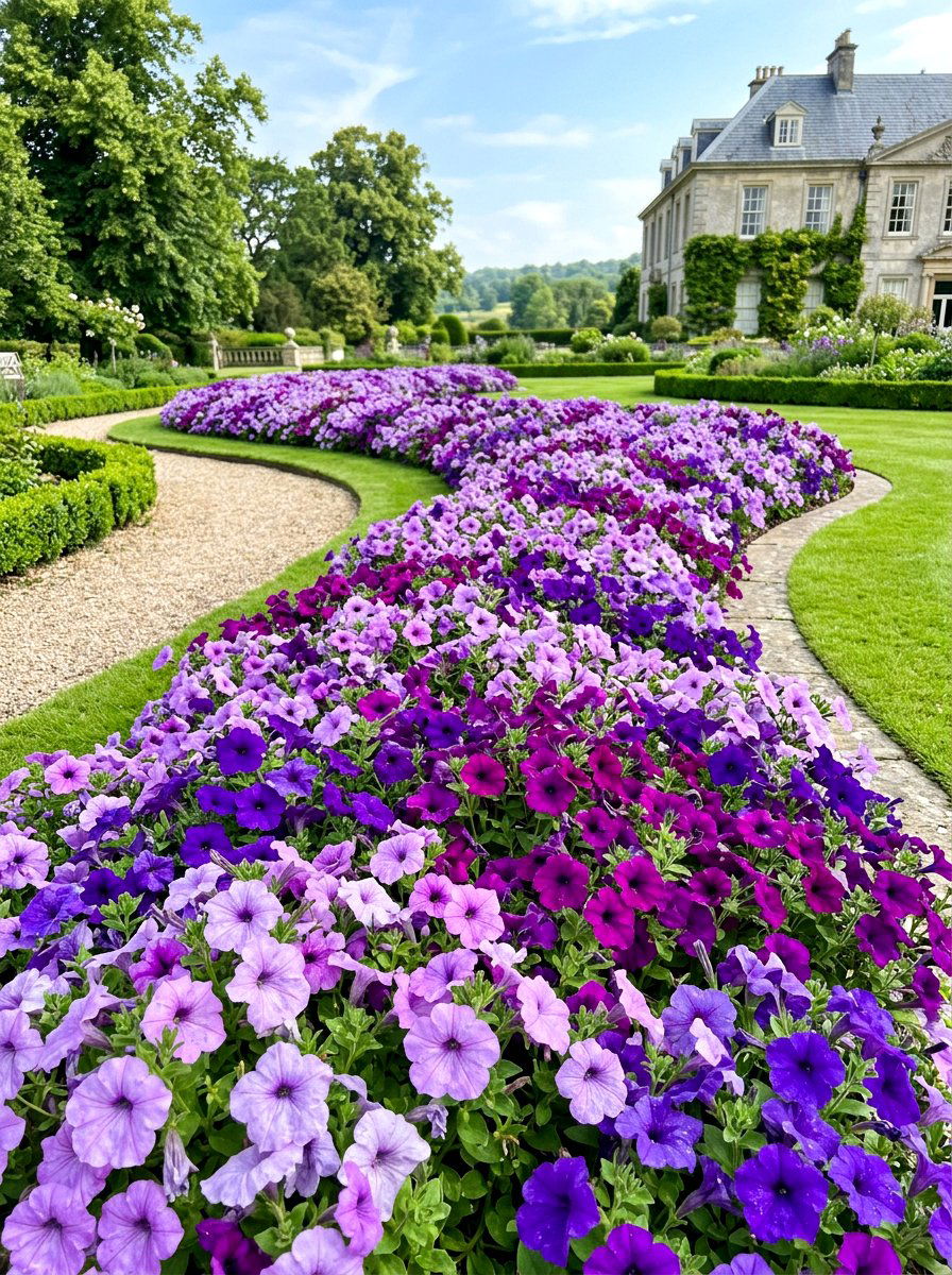 Monochromatic Purple Flower Bed - 30 flower bed color ideas