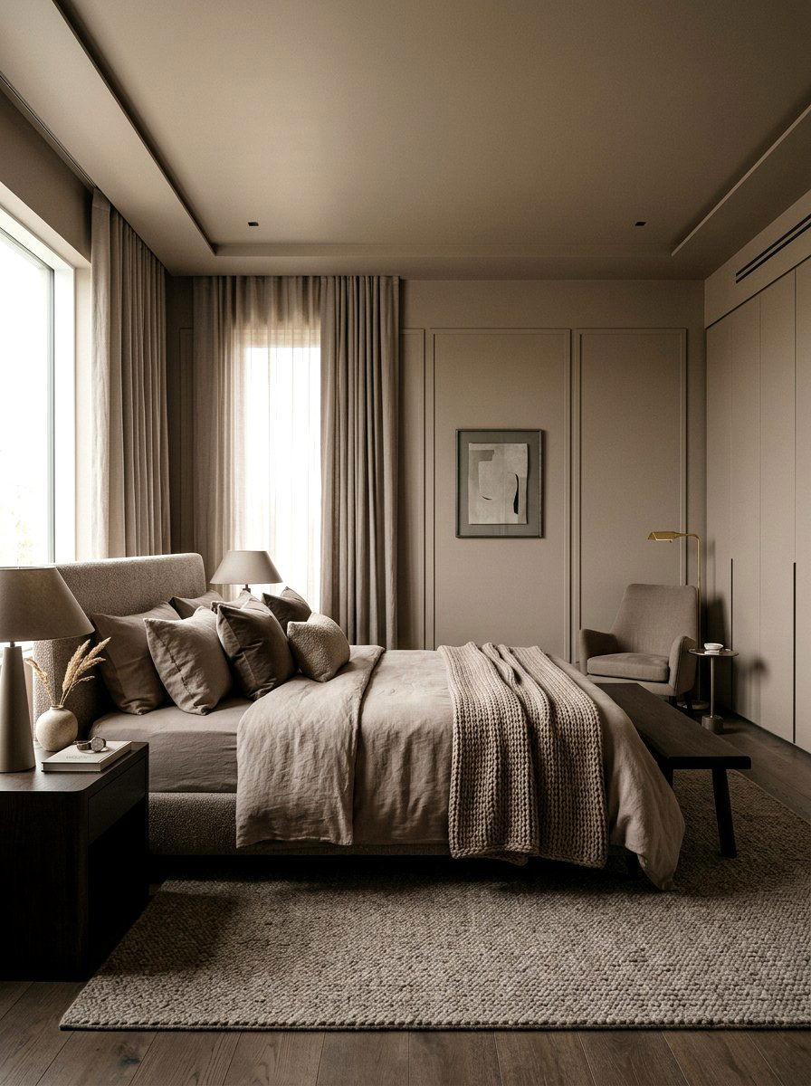 Monochromatic Taupe Bedroom - 30 soft luxury bedroom ideas