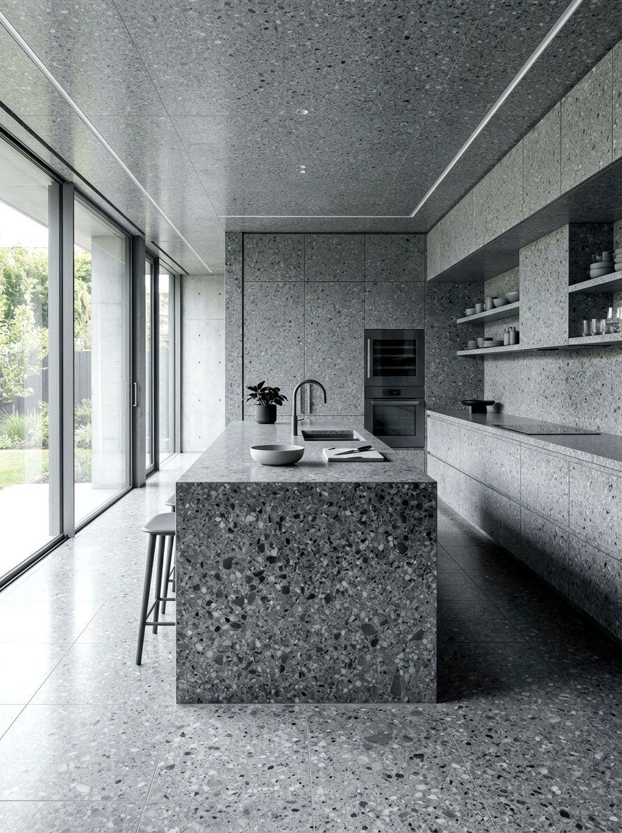 Monochromatic Terrazzo Kitchen - 30 terrazzo kitchen ideas