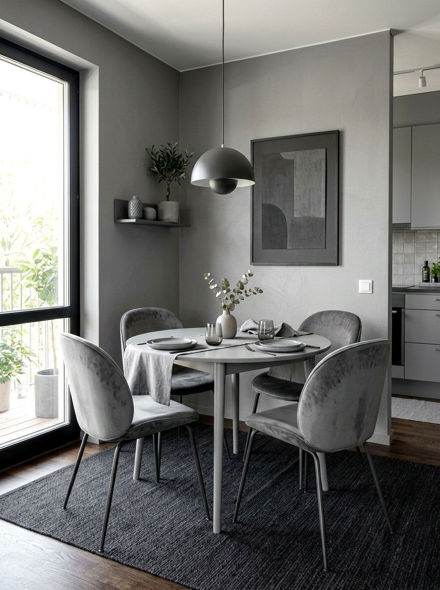 Monochromatic Tiny Dining - 30 tiny dining nook apartment ideas