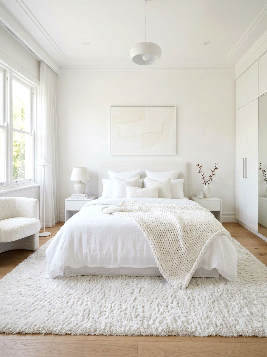 Monochromatic White Bedroom - 30 bedroom makeover ideas