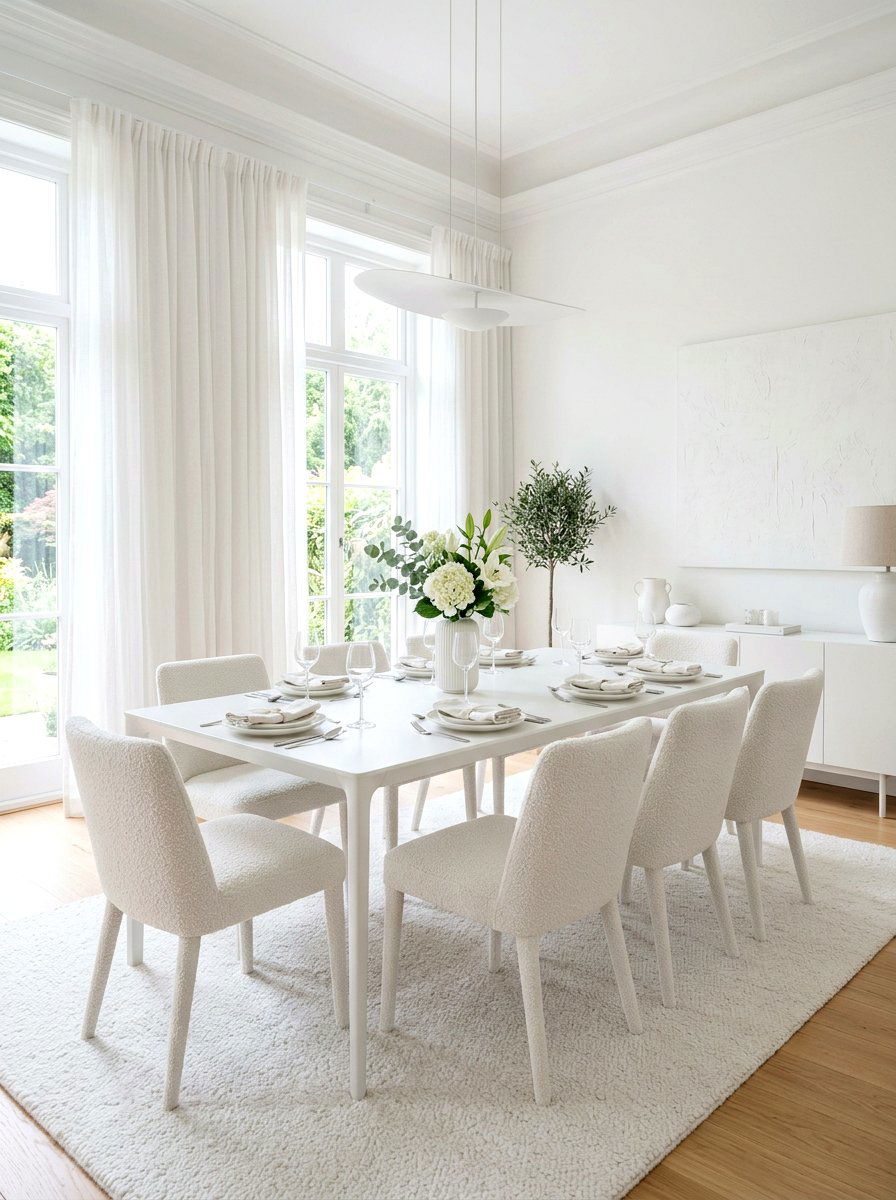 Monochromatic White Dining Room - 30 elegant dining room ideas