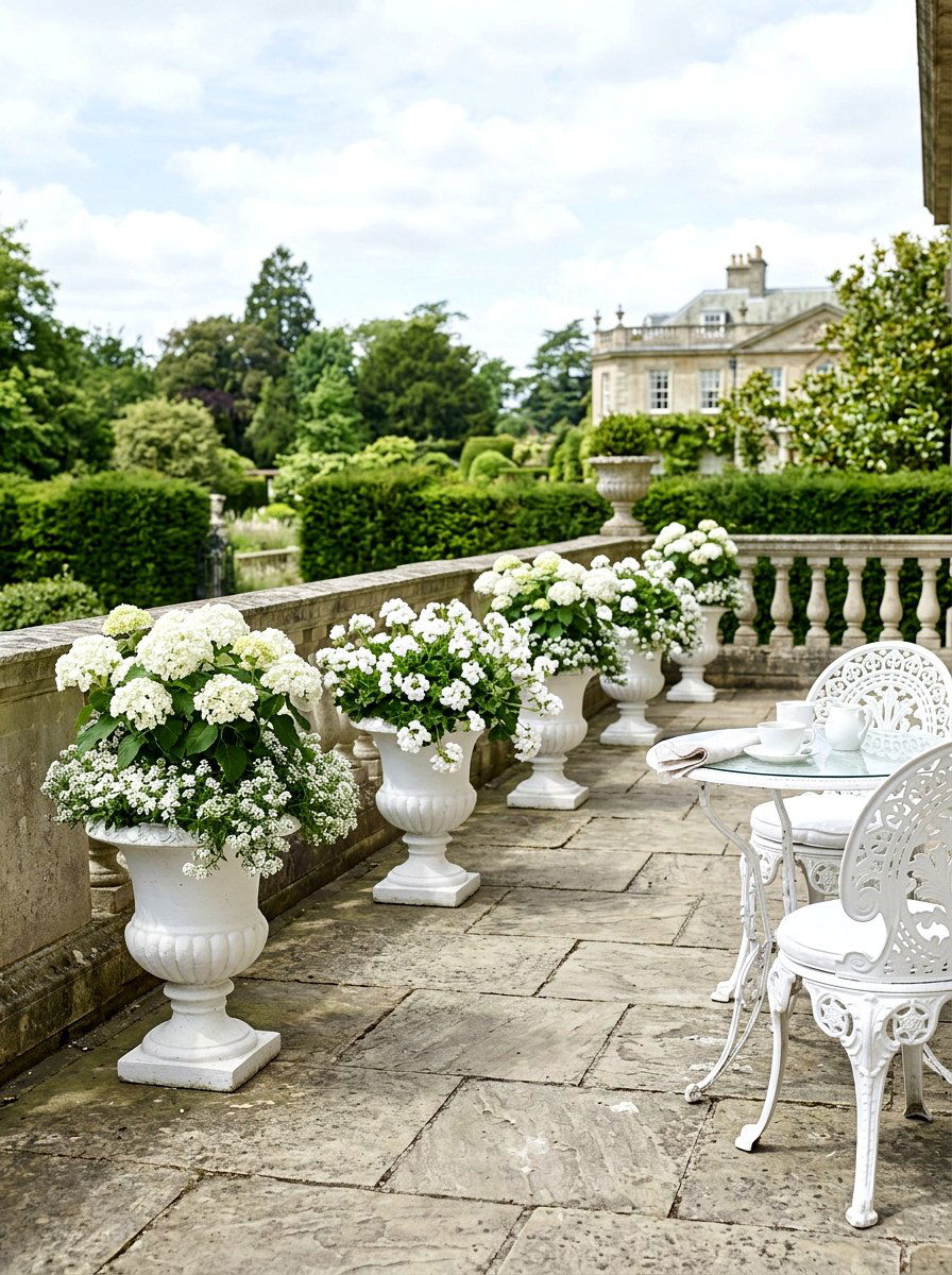 Monochromatic White Garden - 30 container garden makeover ideas