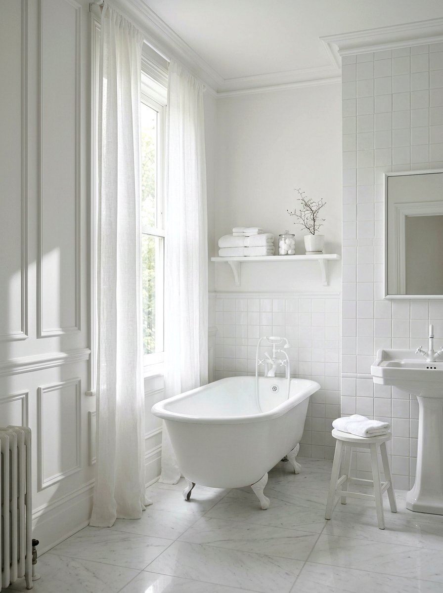 Monochromatic White Paneling Bathroom - 30 panel molding bathroom ideas