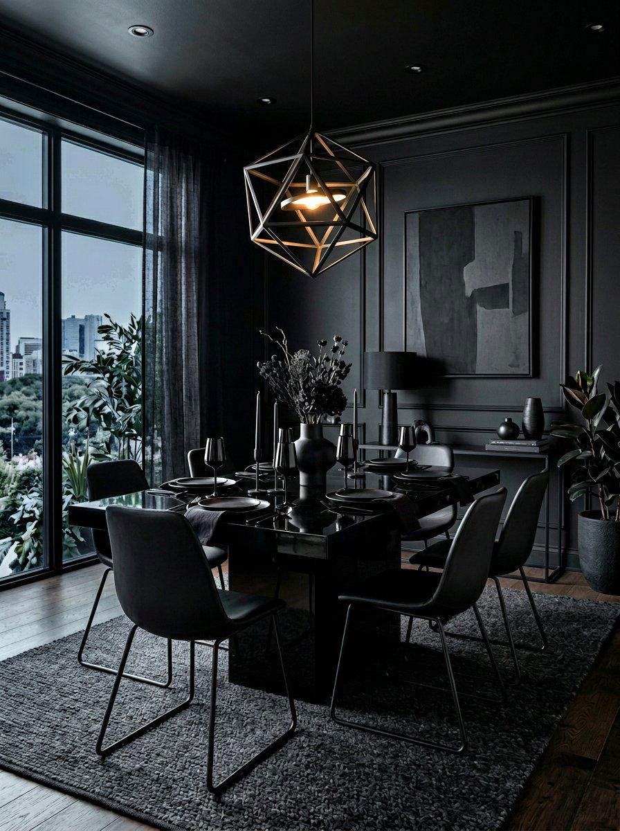 Monochromatic black dining room - 30 black dining room ideas