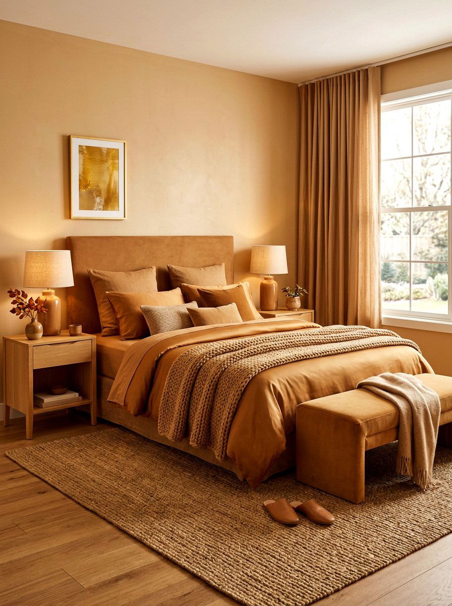 Monochromatic caramel bedroom - 30 warm caramel bedroom ideas