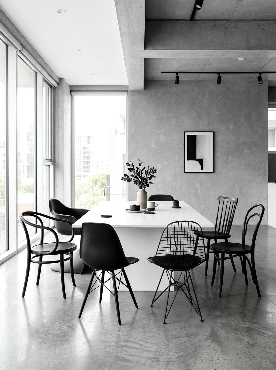 Monochromatic chair collection - 30 mismatched dining chair ideas