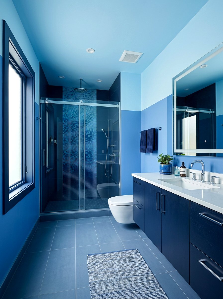 Monochromatic color block bathroom - 30 color blocked bathroom ideas