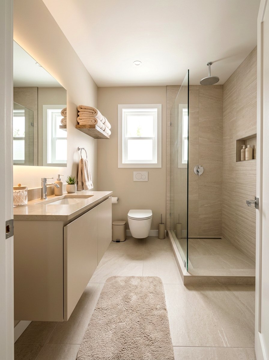 Monochromatic color scheme - 30 small guest bath decor ideas