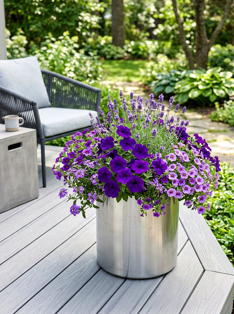 Monochromatic flower pot - 30 flower container garden ideas