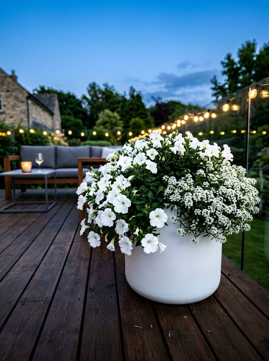 Monochromatic flower pot - 30 container garden ideas