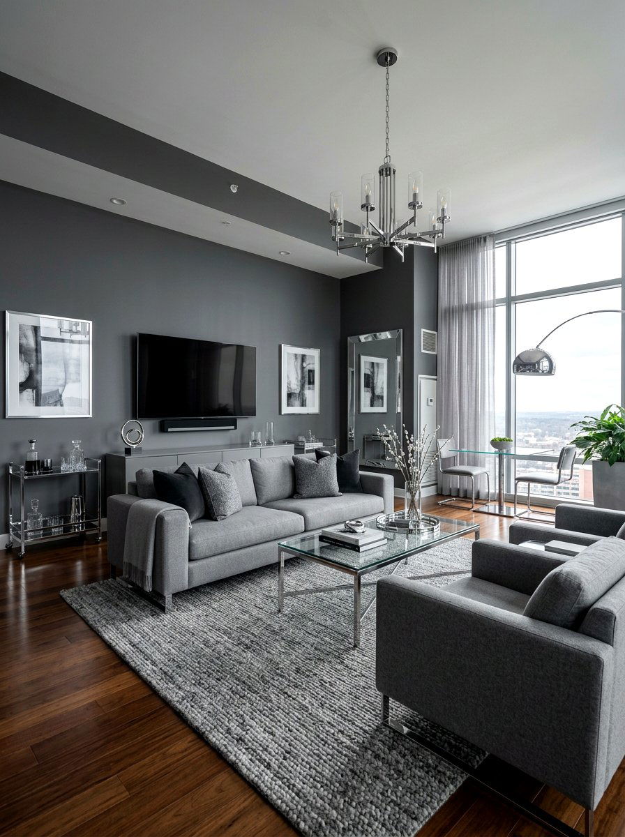 Monochromatic gray living room - 30 hotel chic living room ideas