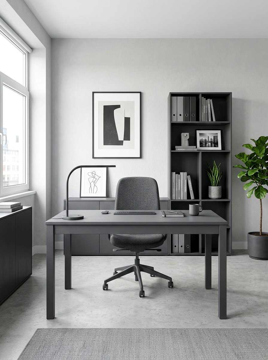 Monochromatic office furniture - 30 quiet luxury office ideas