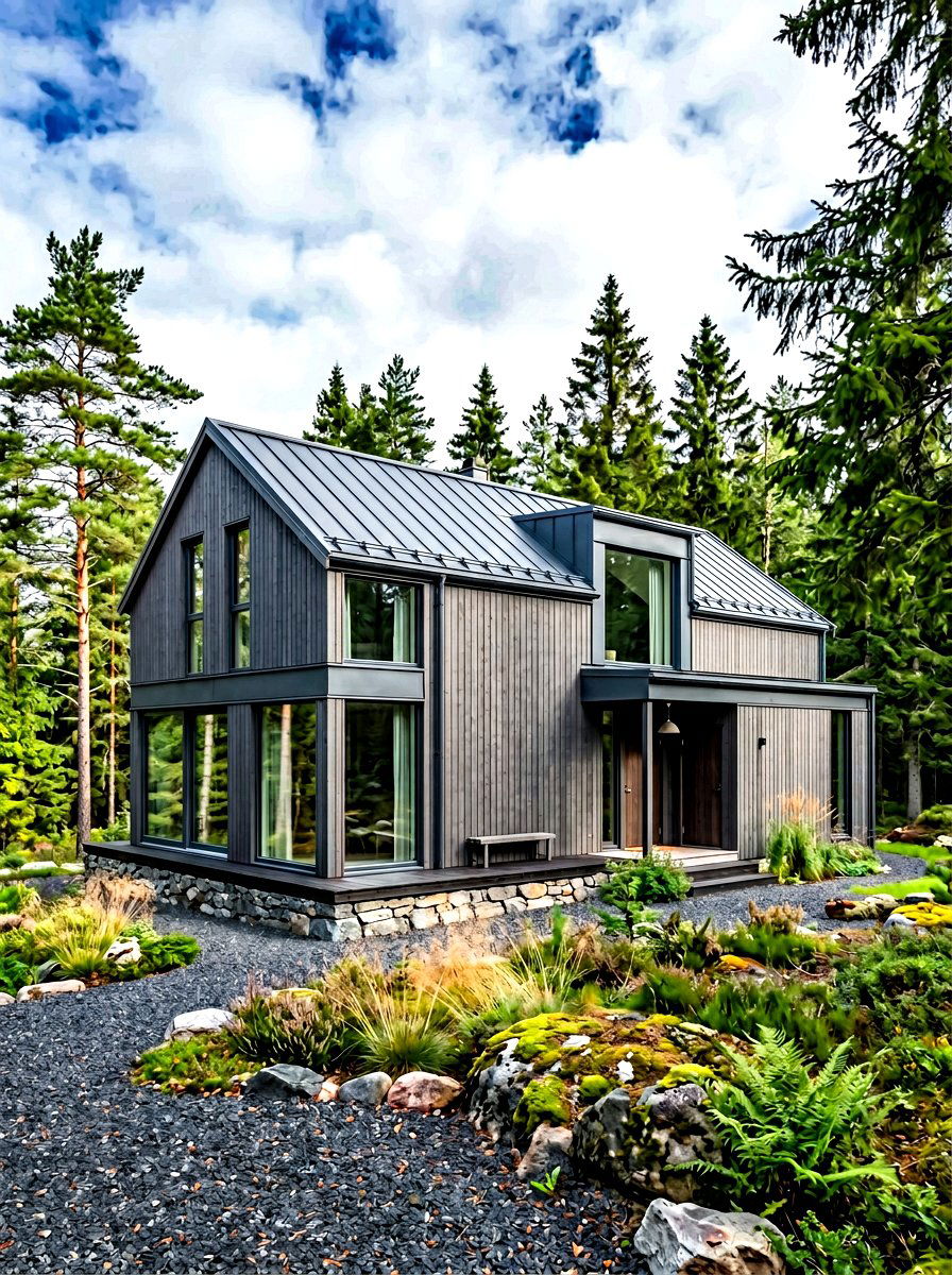 Monochromatic palette Scandinavian house - 30 Scandinavian house exterior ideas