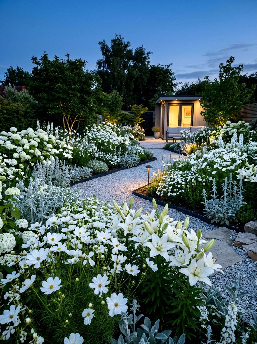 Monochromatic white garden - 30 cut flower garden ideas