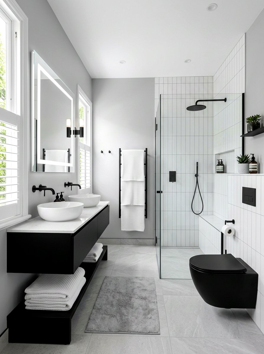 Monochrome Bathroom Decor - 30 collected apartment decor ideas
