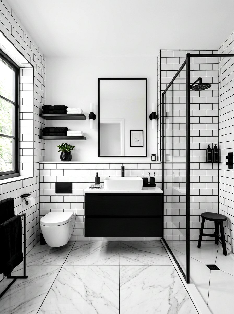 Monochrome Bathroom Decor - 30 art deco bathroom ideas