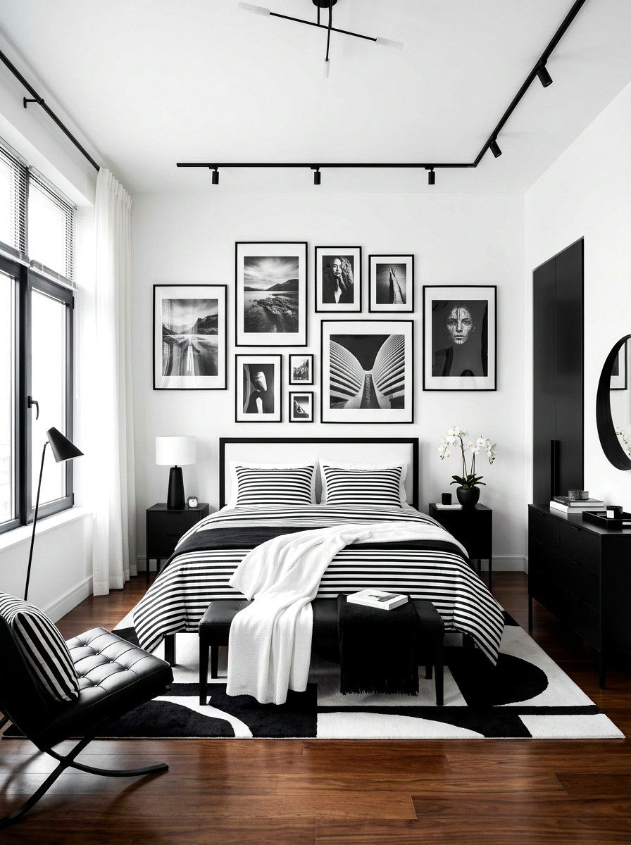 Monochrome Bedroom - 30 teen room Pinterest ideas