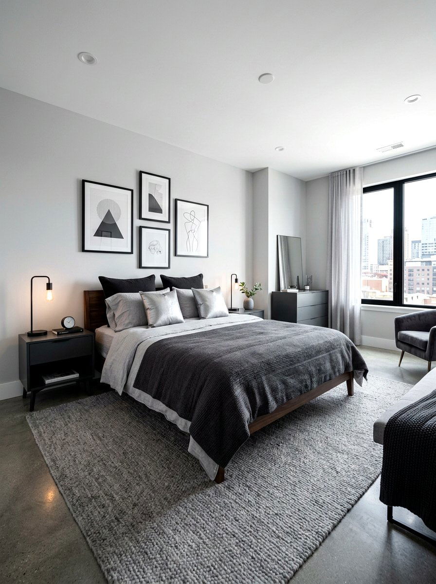 Monochrome Bedroom - 30 college apartment ideas