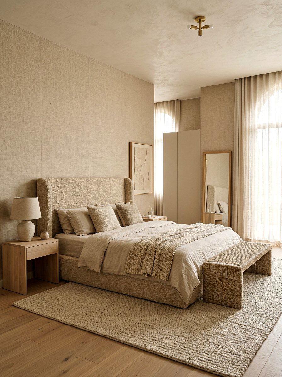 Monochrome Beige Bedroom - 30 tonal beige bedroom ideas