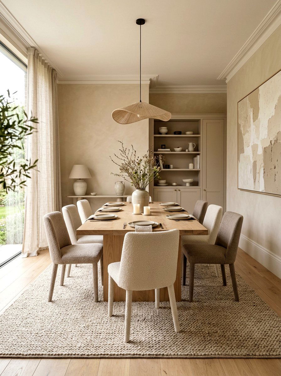 Monochrome Beige Dining Room - 30 quiet luxury dining room ideas