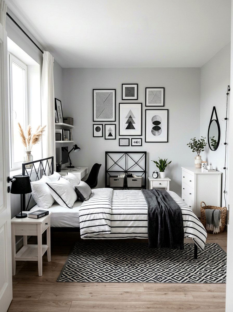 Monochrome Black And White Girl Bedroom - 30 girls bedroom decor ideas