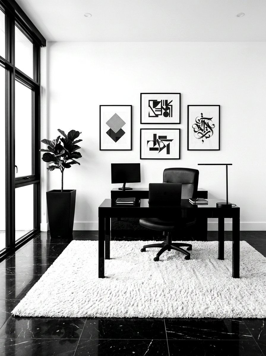 Monochrome Black And White Studio - 30 boutique studio office ideas