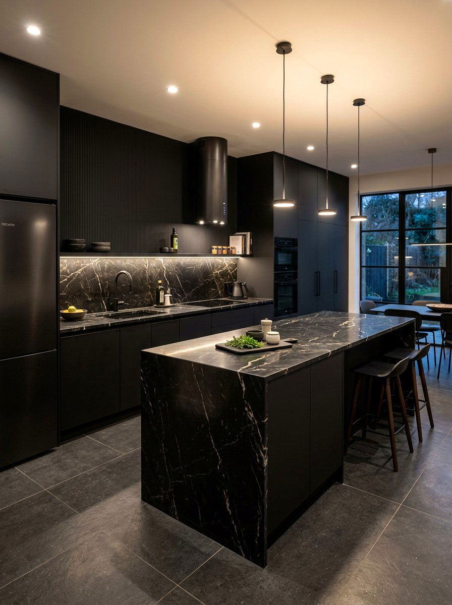 Monochrome Black Kitchen - 30 collected kitchen aesthetic ideas