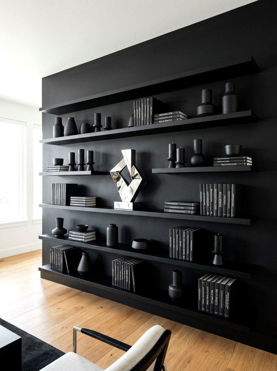 Monochrome Black Wall Shelf - 30 shelfie decor ideas
