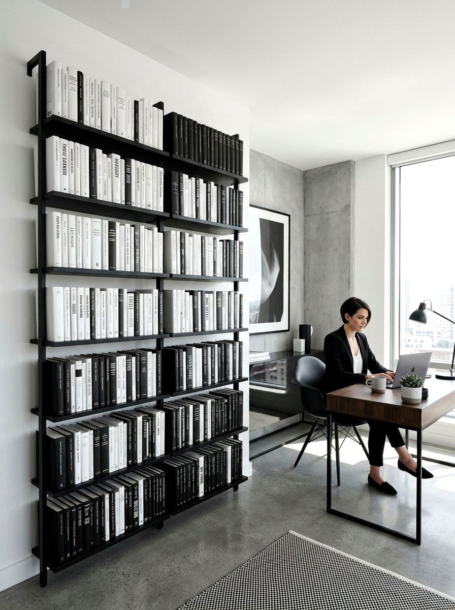 Monochrome Book Collection - 30 bookcase decor ideas