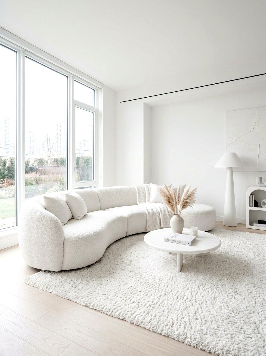 Monochrome Curved Sofa - 30 curved sofa living room ideas