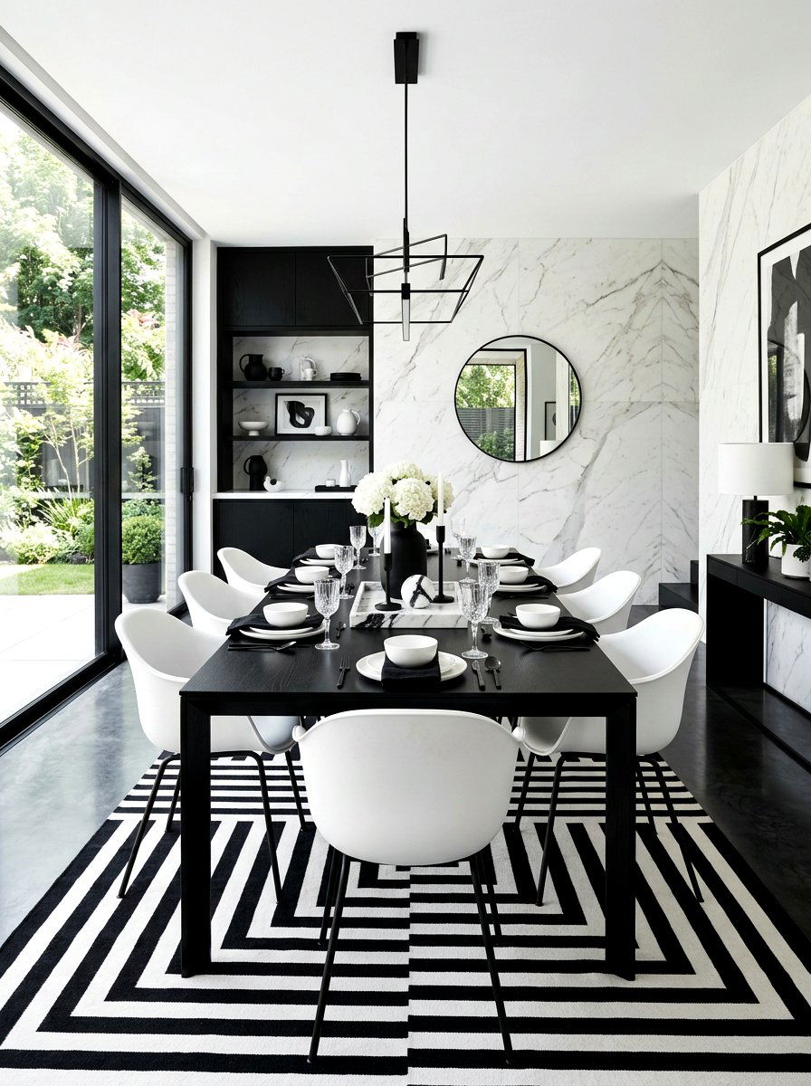 Monochrome Dining Room Theme - 30 supper club home ideas