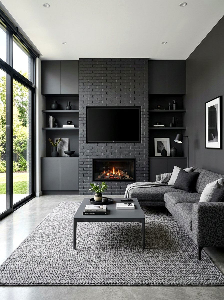 Monochrome Fireplace Wall - 30 electric fireplace wall ideas