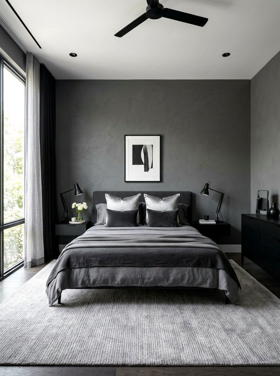 Monochrome Gray Bedroom - 30 spa bedroom retreat ideas