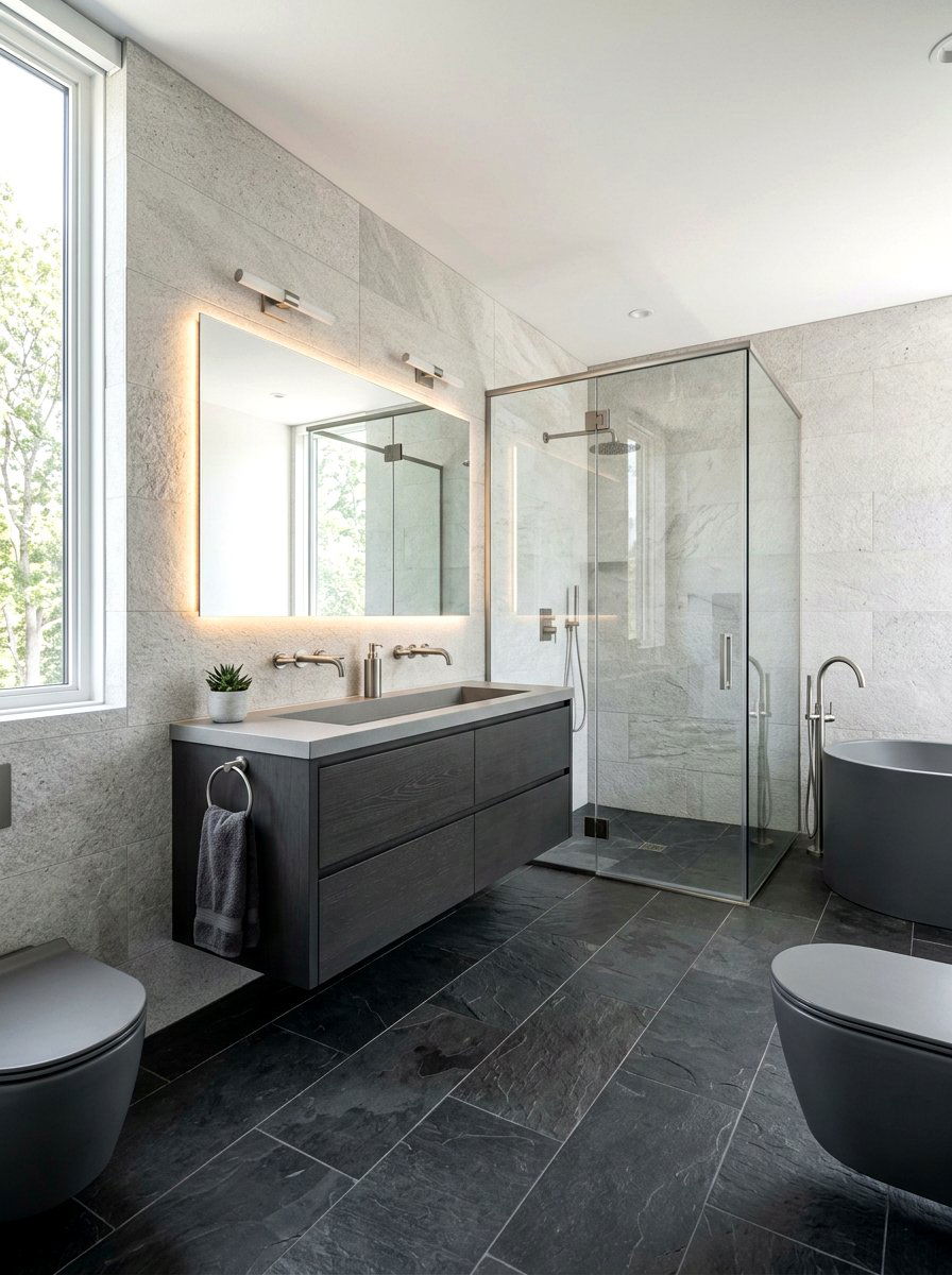 Monochrome Gray Design - 30 jewel box bath ideas