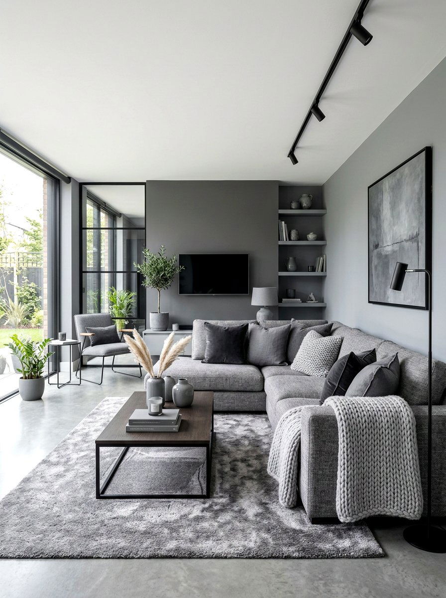 Monochrome Gray Living Room - 30 gray living room ideas